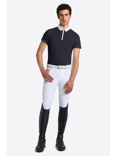 Polo de concurso de manga corta azul marino con cremallera en el cuello para hombre - RG - imagen 2