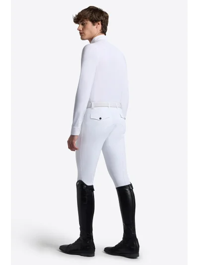 Polo de concurso de manga larga blanco con cremallera para hombre - RG - imagen 2