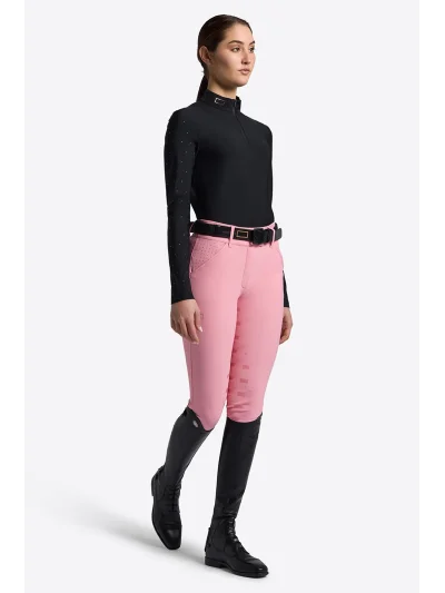 Polo de concurso de manga larga negro con brillantes rosa para mujer - RG - imagen 3