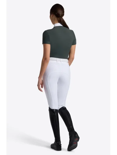Polo de concurso de manga corta verde oscuro (Deep Forest) con tachuelas para mujer - RG - imagen 3