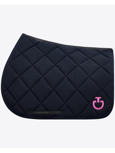 Sudadero de salto azul marino con bordado rosa Diamond quilted - Cavalleria Toscana