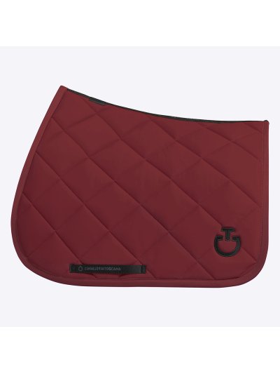 Burgundy Jump Saddle Pad with Black Embroidered Logo Diamond Quilted - Cavalleria Toscana