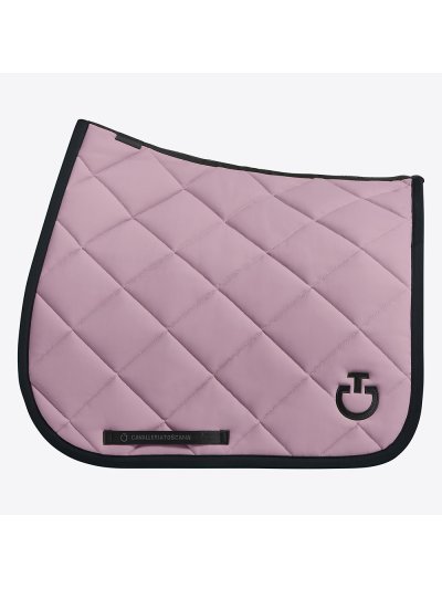 Lilac dressage saddle pad with diamond quilting and black embroidered logo for horse - Cavalleria Toscana