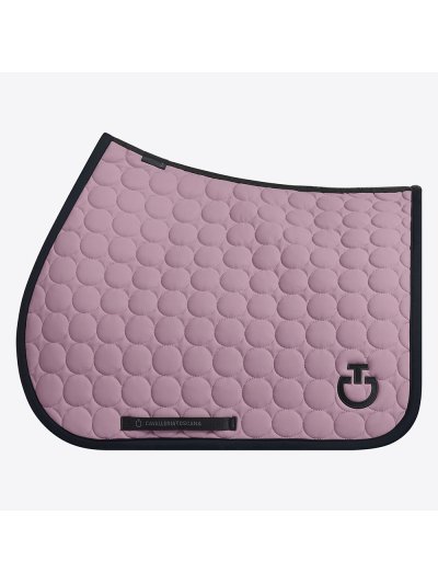 Lilac jumping saddle pad with circular quilting and black logo for horse and pony Circle Quilted - Cavalleria Toscana