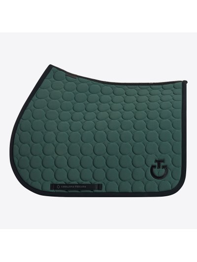 Dark green jumping saddle pad with circular quilting and black logo for horse and pony Circle Quilted - Cavalleria Toscana