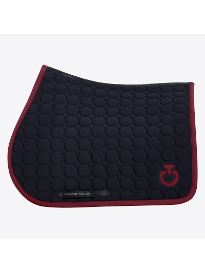 Black jumping saddle pad with circular quilting and burgundy logo for horse and pony Circle Quilted - Cavalleria Toscana