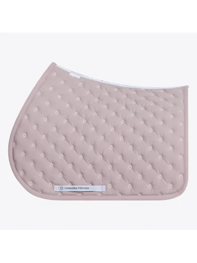 Tapis de saut rose clair (Violet Ice) matelassé à micro-logos brodés pour cheval et poney - Cavalleria Toscana