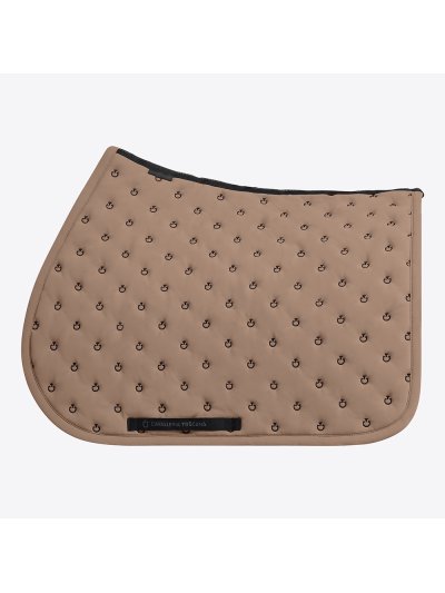 Light brown quilted jumping saddle pad with embroidered micro logos for horse and pony - Cavalleria Toscana
