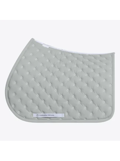 Tapis de saut vert sauge (Belgian Block) matelassé à micro-logos brodés pour cheval et poney - Cavalleria Toscana