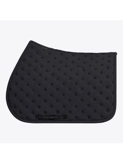 Tapis de saut gris anthracite (Charcoal) matelassé à micro-logos brodés pour cheval et poney - Cavalleria Toscana