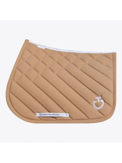 Tapis de saut camel (Brush) matelassé losanges et lignes pour cheval et poney Diamonds and Lines - Cavalleria Toscana