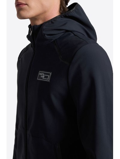 Chaqueta softshell azul marino de jersey jacquard con capucha para hombre - RG
