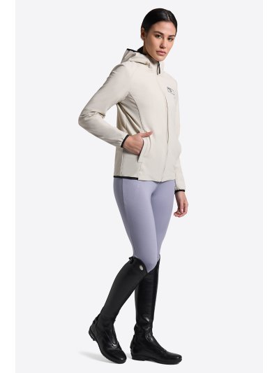 Veste softshell beige à capuche zippée pour femme - RG