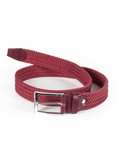 Unisex Elastic Braided Cotton Belt – Burgundy – Double Braid - Equiline