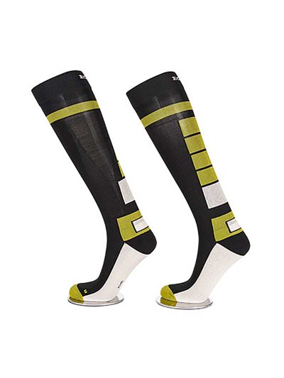 Calcetines altos de invierno negros con zonas en verde y beige Block - Equiline