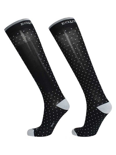 Calcetines altos finos negros con topos gris claro Ravel - Equiline