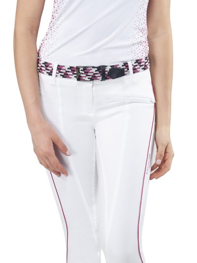 Cinturón trenzado elástico de algodón rosa, blanco y negro unisex Cuba - Equiline