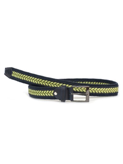 Cinturón trenzado de algodón azul marino, verde oscuro y verde lima Poluo - Equiline