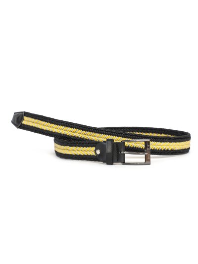 Cinturón trenzado de algodón negro, amarillo y gris unisex Poluo - Equiline