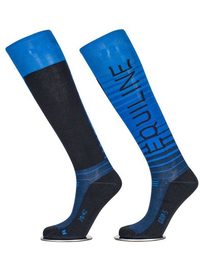 Calcetines de caña alta a rayas degradado en azules con grip en el interior- Quartz - Equiline