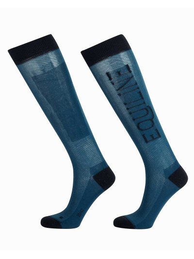 Calcetines altos finos azules con la firma en azul marino Elene - Equiline