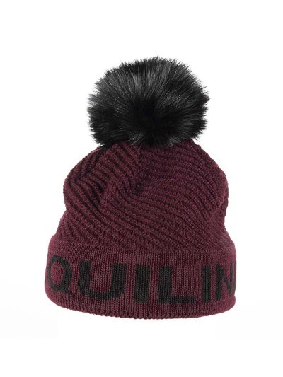 Burgundy knitted hat with black pompom Claficp - Equiline