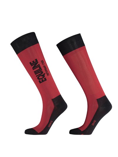 Calcetines de caña alta rojos con el logo en vertical Cerlic - Equiline