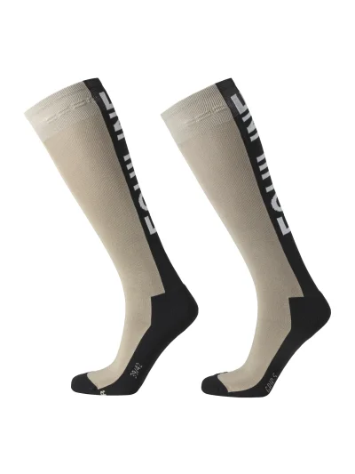 Calcetines de montar beige grisáceos (Greige) unisex con logo jacquard EQCATRA - Equiline