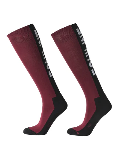 Calcetines de montar rojos (Alpine Plum) unisex con logo jacquard EQCATRA - Equiline