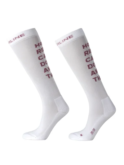 Calcetines de montar blancos junior con letras jacquard en la parte trasera EQGOL - Equiline