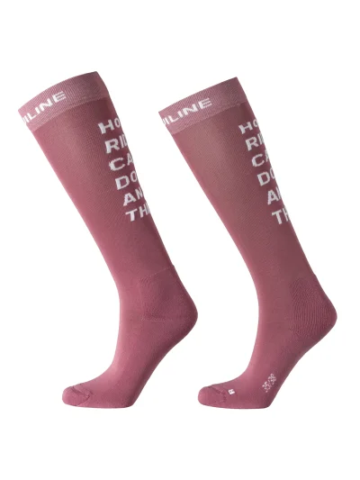 Calcetines de montar rosa (Daybreak) junior con letras jacquard en la parte trasera EQGOL - Equiline