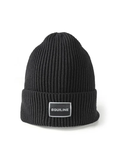 Gorro de punto negro con forro polar y logo jacquard EQCAP - Equiline - imagen 3