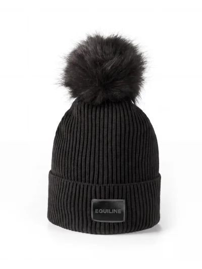 Gorro de punto negro con pompón y forro polar EQCON - Equiline - imagen 2