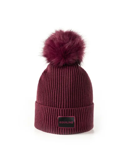 Gorro de punto rojo (Alpine Plum) con pompón y forro polar EQCON - Equiline - imagen 2