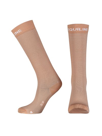 Junior (unisex) coral high socks with white front logo - Equiline