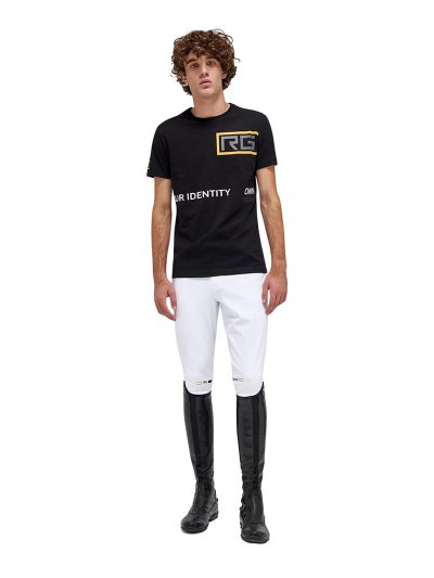 Camiseta de algodón negra con gráfico RG para hombre - RG