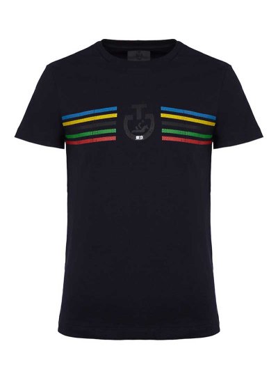 Camiseta de manga corta azul marino con colores junior unisex - Cavalleria Toscana