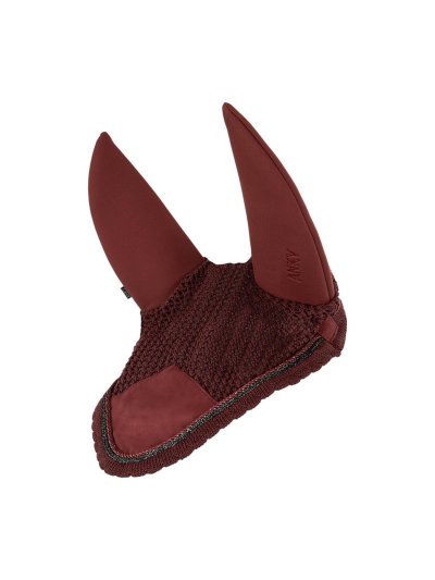 Orejeras burdeos decoradas con cordones y orejas antirruido para caballo y pony - Anky