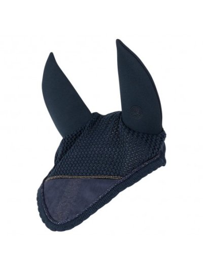 Orejeras color azul marino decoradas con cordones y pedrería con orejas antiruido para caballo y pony - Anky