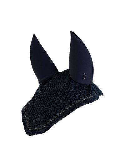 Orejeras color azul marino con detalles en los bordes y orejas antirruido opcionales para caballo - Anky