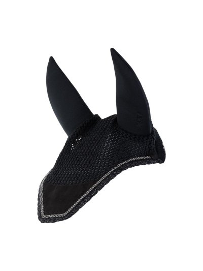 Orejeras negro con brillantes en los bordes y orejas antirruido para caballo - Anky