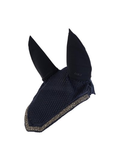 Orejeras de crochet azul marino decoradas con brillantes y orejas de neopreno extraible para caballo - Anky