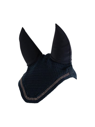 Orejeras color azul marino con brillantes en los bordes y orejas antirruido opcionales para caballo - Anky