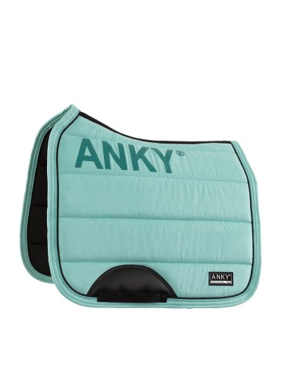 Sudadero de doma verde (Green Sea) con antideslizante en la cruz, cordón decorativo en los bordes y refuerzo en el paso de cincha para caballo - Anky