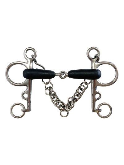 Bocado pelham articulado de goma con anchura de 21mm para caballo - Marjoman