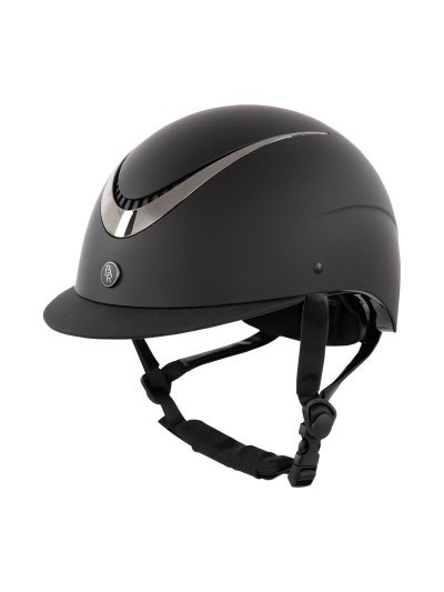 Casco para montar a caballo negro mate y un detalle en plata Thèta Pintado - BR