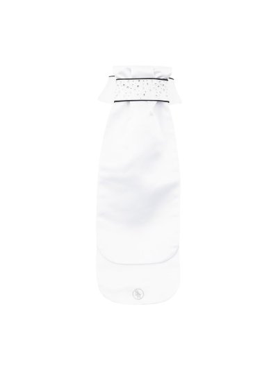 Plastrón blanco con pedrería y ribete negro para mujer Leon - BR