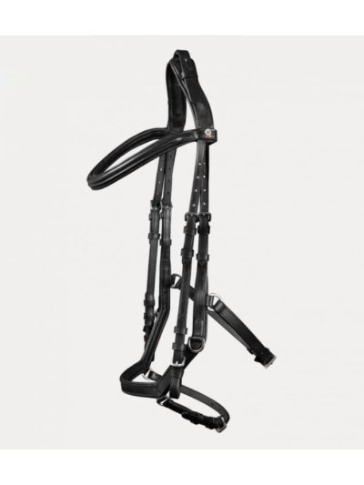 Bride en cuir noir avec muserolle anatomica pour cheval - Waldhausen