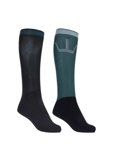 Pack of 2 pairs of thin competition socks (green and black) KLNico - Kingsland