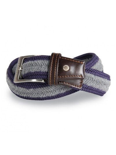 Elastic braided cotton belt in purple and grey – Unisex – Manfred